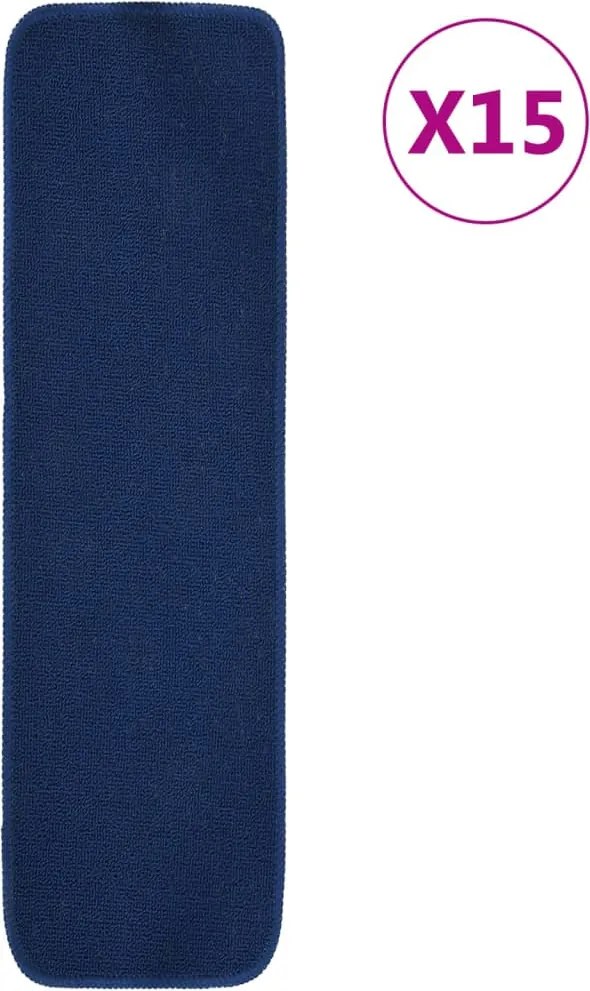 vidaXL Covorașe de scări, 15 buc., bleumarin, 75x20 cm, dreptunghiular