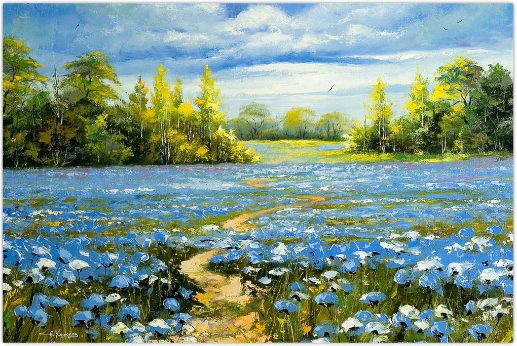 Tablou - Drum de câmp, pictură în ulei (90x60 cm)