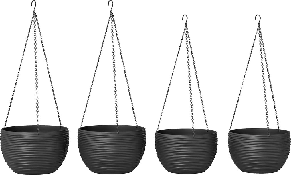Outsunny Ghivece pentru plante de exterior și interior, auto-udare, ghivece suspendate cu lanțuri metalice, 4 bucăți, negru | Aosom Romania