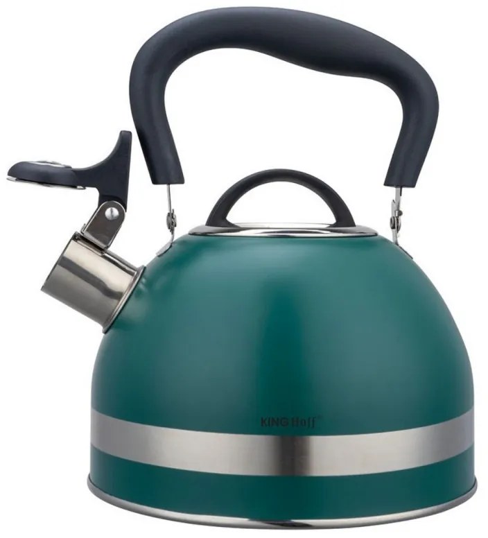 Ceainic cu fluier Kinghoff KH 1855, 1.8 l, Inductie, Maner izolat termic, Verde