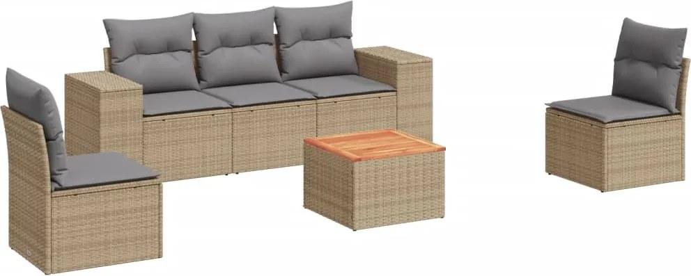 vidaXL Set canapele de grădină cu perne, 6 piese, bej, poliratan
