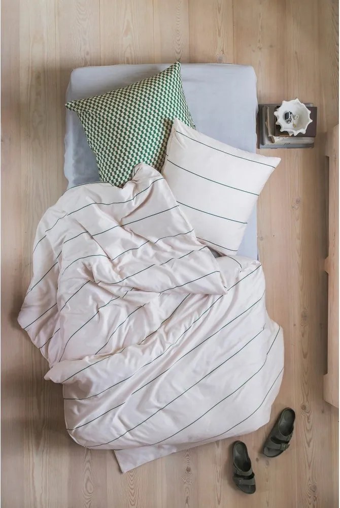 Lenjerie de pat bej din bumbac satinat pentru pat de o persoană 140x200 cm Align – Mette Ditmer Denmark