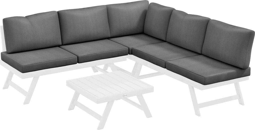 Outsunny Set de mobilier lounge pentru grădină 4 piese, 115 cm x 61 cm x 65 cm, Gri + Alb | Aosom Romania