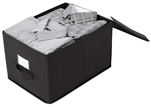 Set 3 cutii depozitare pliabile, Songmics, Negru, 40x30x25 cm