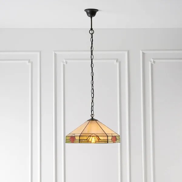 Candelabru cu lanț Tiffany NEVADA, 1xE27/60W/230V, Ø 35 cm — Endon 64285