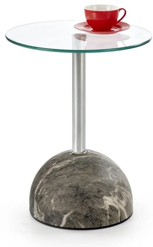 Masuta de cafea Ariana marmura gri/transparent ø40/h51 cm