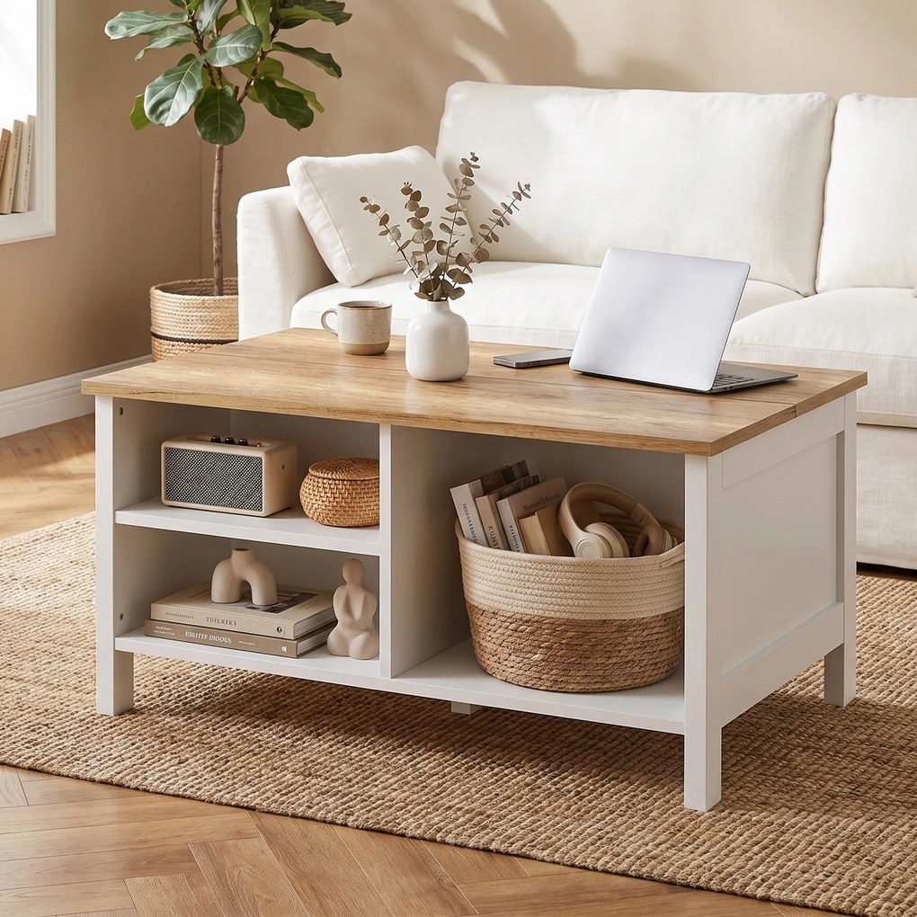 HOMCOM Ladă de Depozitare pentru Interior, 80x60x40 cm, cu Capac Rabatabil, Stil Nordic, Culoare Lemn | Aosom Romania