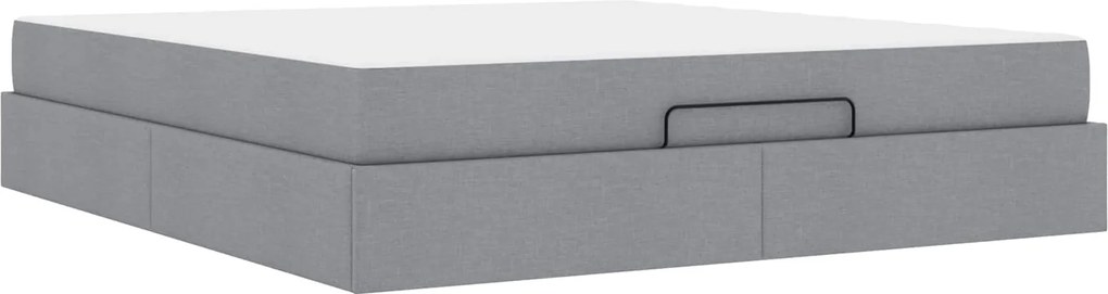 vidaXL Cadru de pat cu saltea cu saltea 2 pcs Gri deschis țesătură