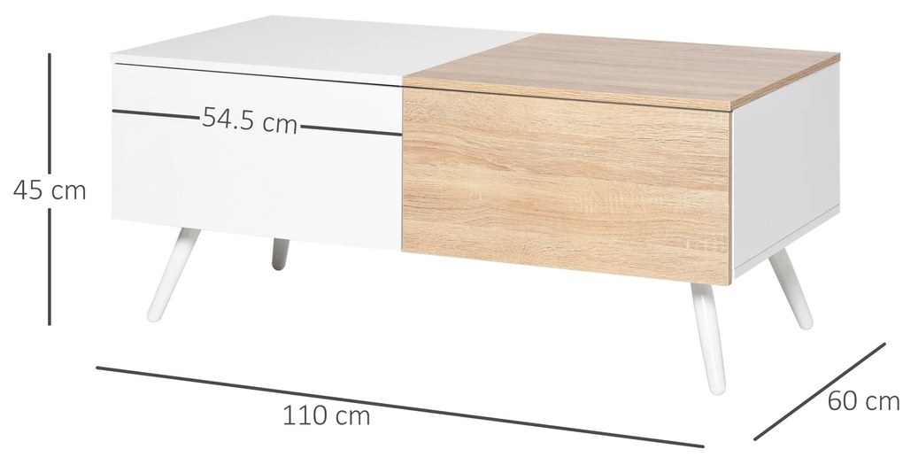 HOMCOM masa de living, stil nordic, cu 2 sertare, 110x60x45cm | AOSOM RO