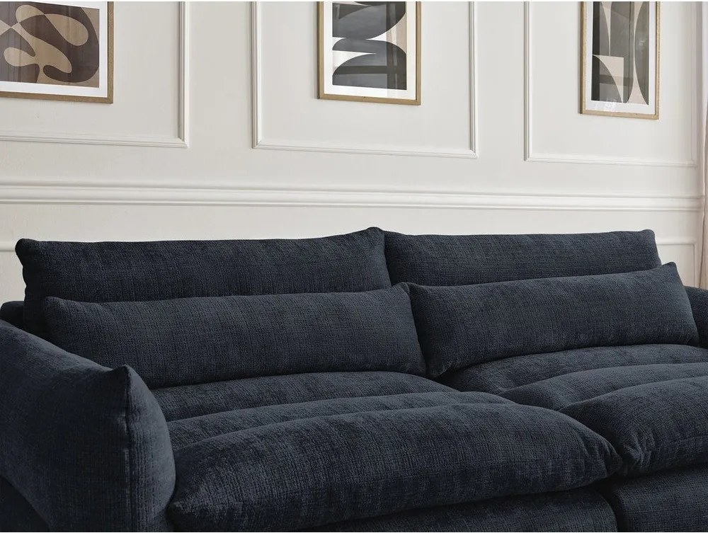 Canapea albastru-închis cu tapițerie din chenille 276 cm Neil – Bobochic Paris