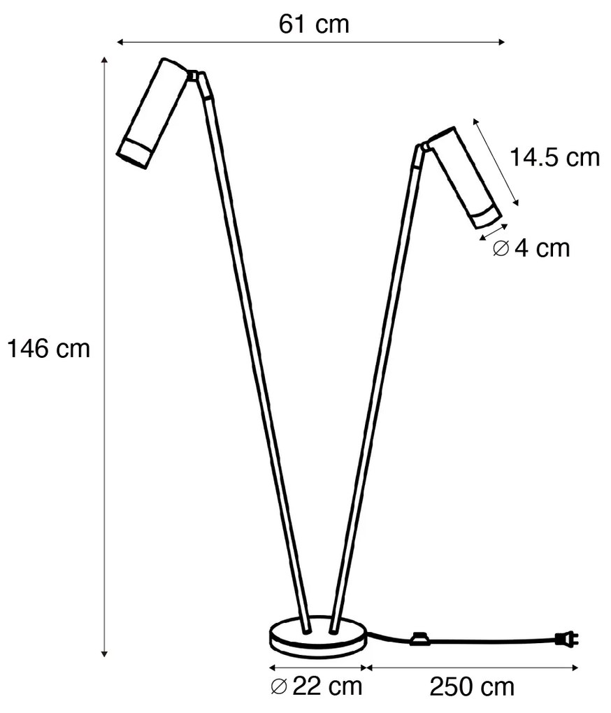 Lampă de podea modernă bej cu 2 lumini GU10 35mm - Thomas