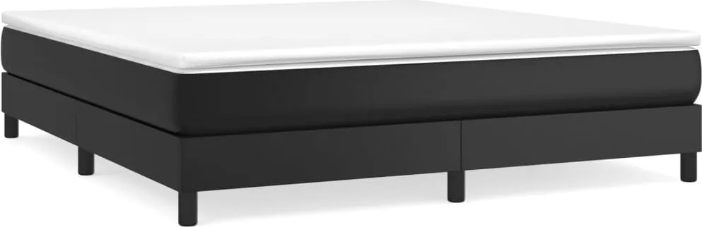 vidaXL Cadru de pat cu arcuri, negru, 160x200 cm, piele ecologică