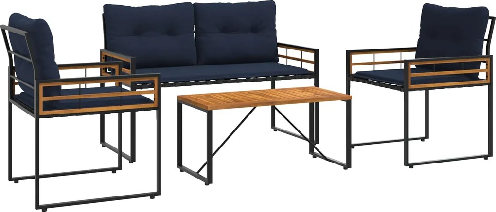 vidaXL Set de Mobilier pentru Exterior cu pernă 4 pcs Bleumarin