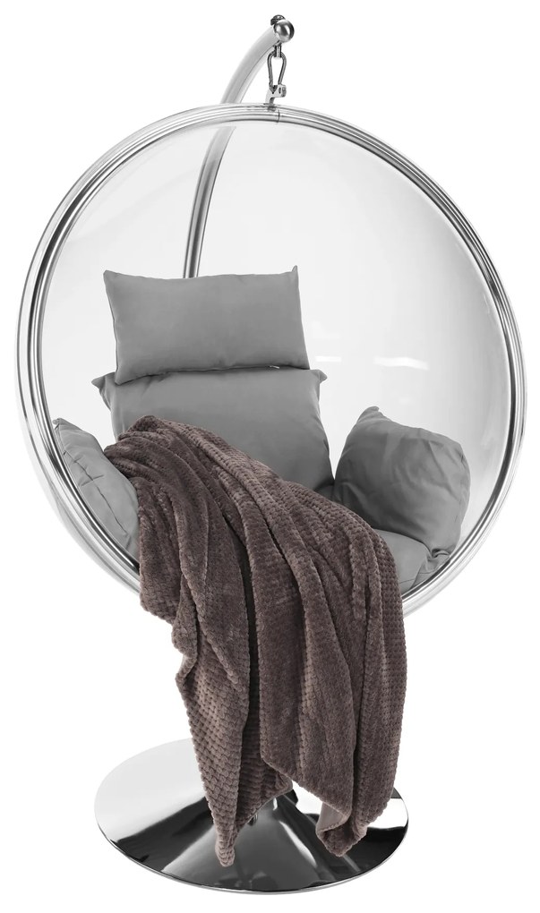 Scaun suspendat cu suport, transparent/ argintiu/ gri, BUBBLE TIP 3