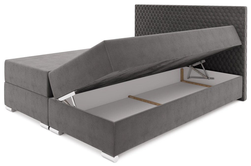 Pat matrimonial160 cm Boxspring Harlan Comfort (verde închis) (cu somieră, saltea și sp. depozitare). 1055997