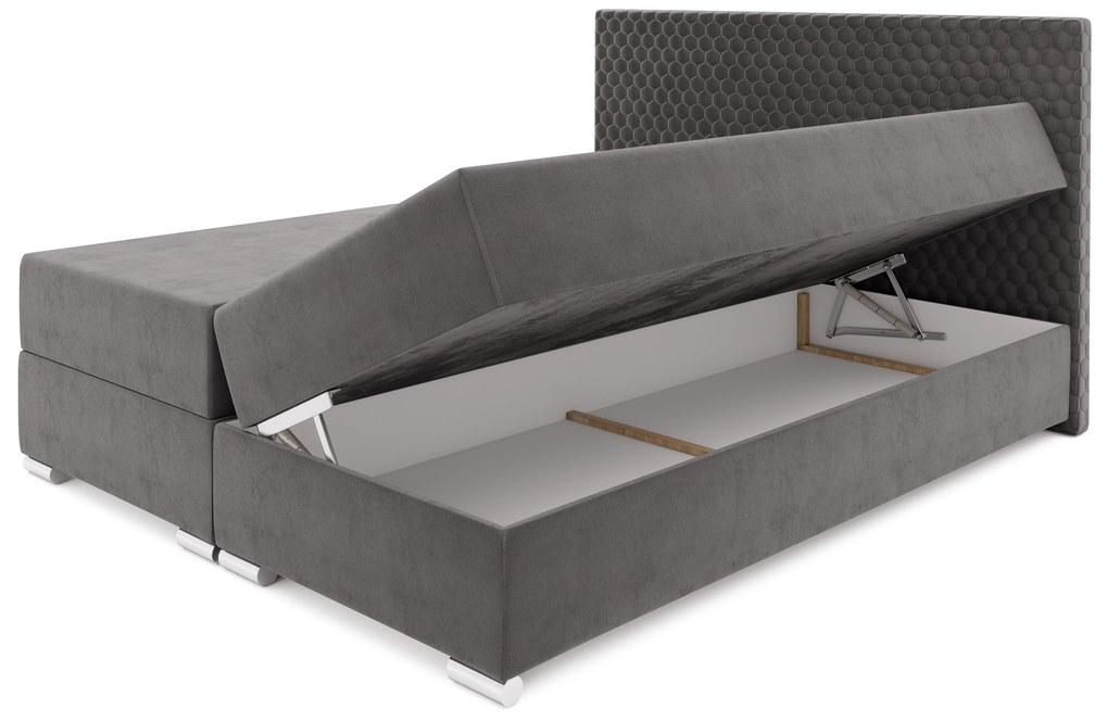 Pat matrimonial180 cm Boxspring Harlan Comfort (Negru) (cu somieră, saltea și sp. depozitare). 1055999