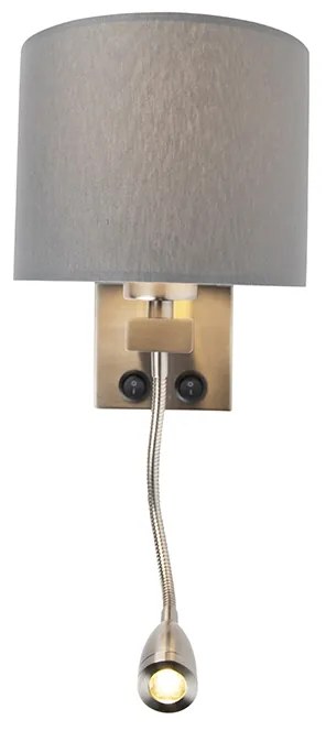 Lampa de perete moderna din otel cu abajur gri - Brescia