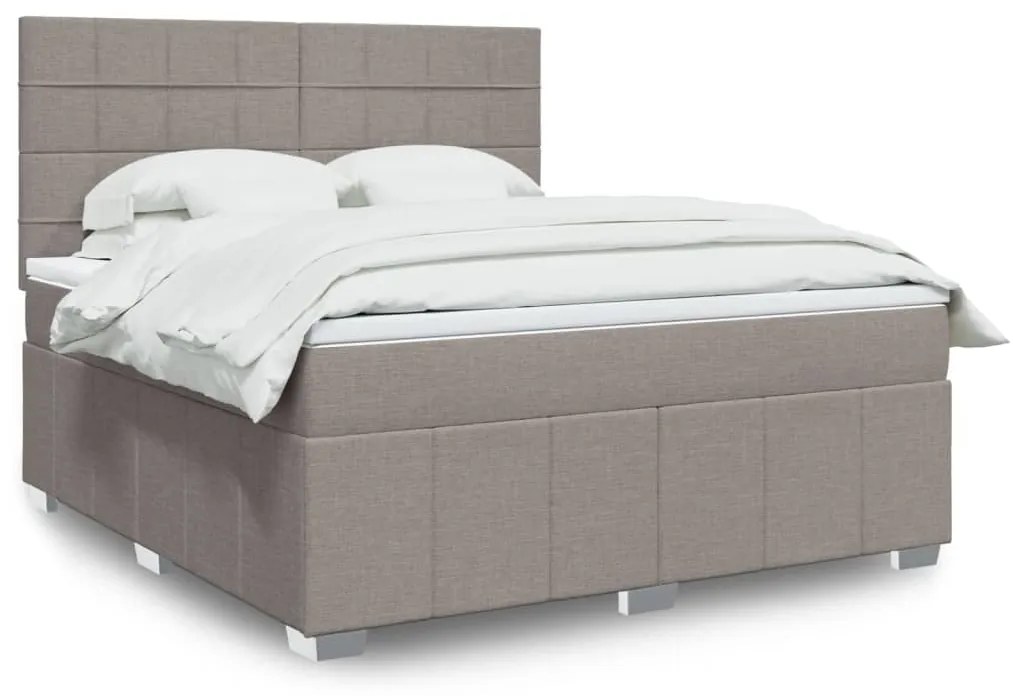 vidaXL Pat continental cu saltea, gri taupe, 180x200 cm, textil