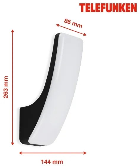 Aplică LED de exterior Telefunken 311605TF LED/15W/230V IP44 negru