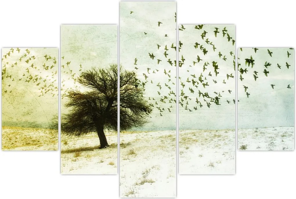 Tablou - cu multe păsări pictate (150x105 cm)