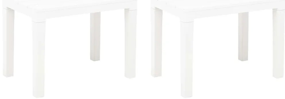vidaXL Bănci de grădină, 2 buc., alb, plastic