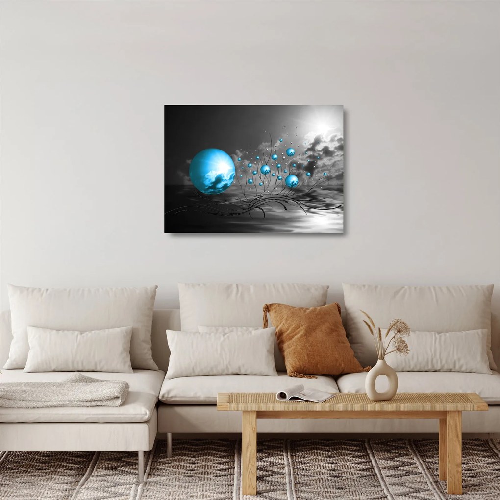 Tablou pe sticlă bilelor albastru deschis (70x50 cm)