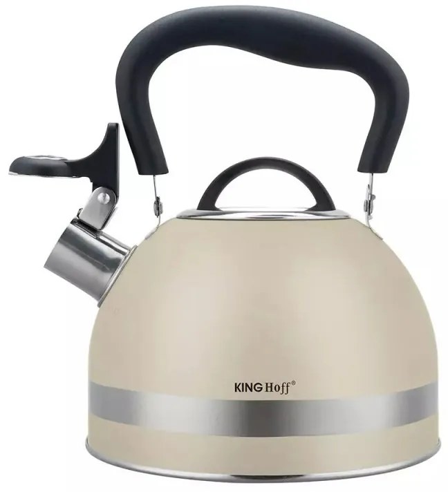 Ceainic cu fluier Kinghoff KH 1854, 1.8 l, Inductie, Maner termoizolant, Bej