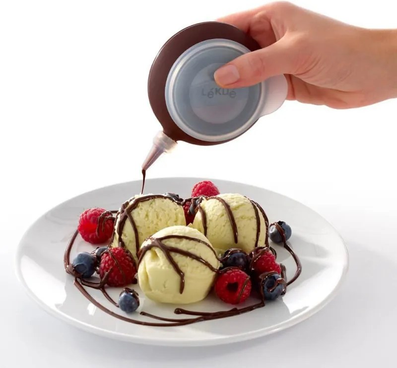 Lekue 1010199 seringă pentru decorare, 4 accesorii, -60 °C/+220 °C, silicon platinic, maro