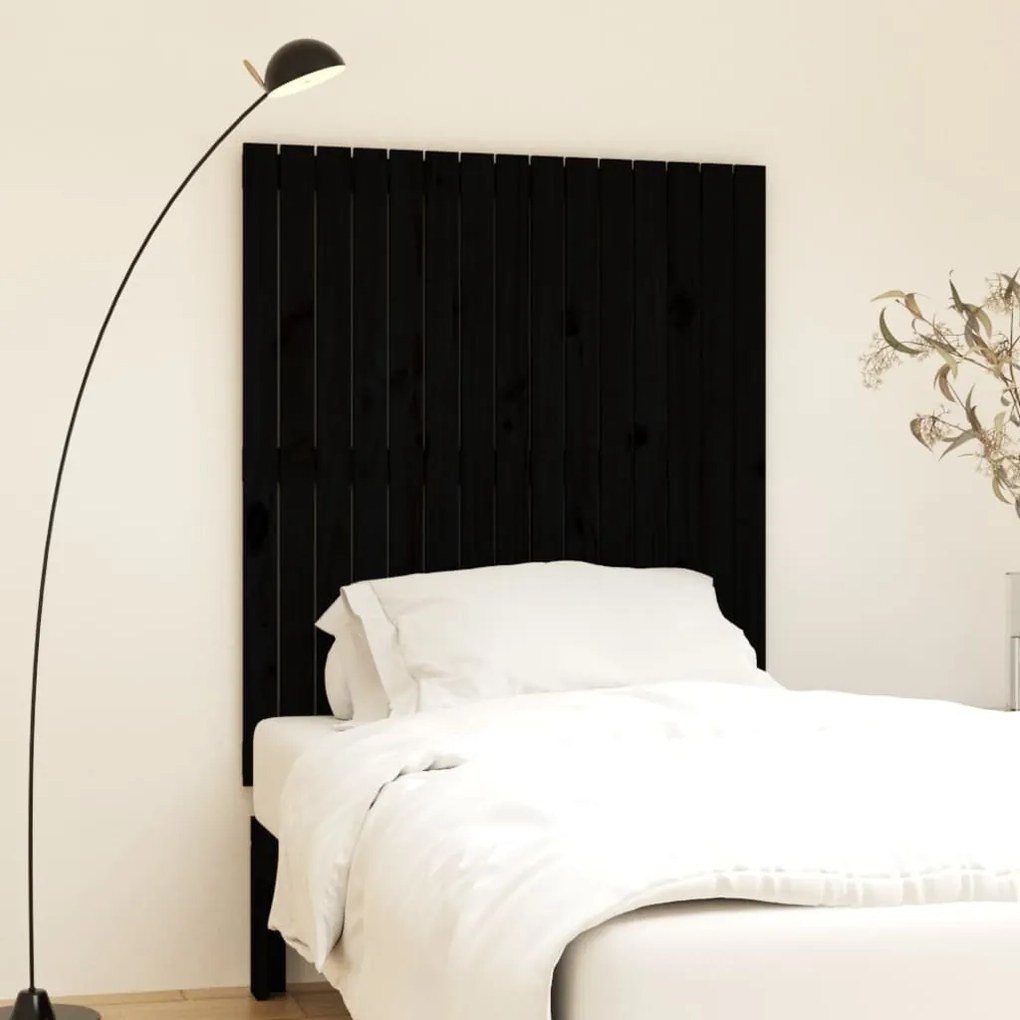 vidaXL Tăblie de pat pentru perete, negru 95,5x3x110 cm lemn masiv pin