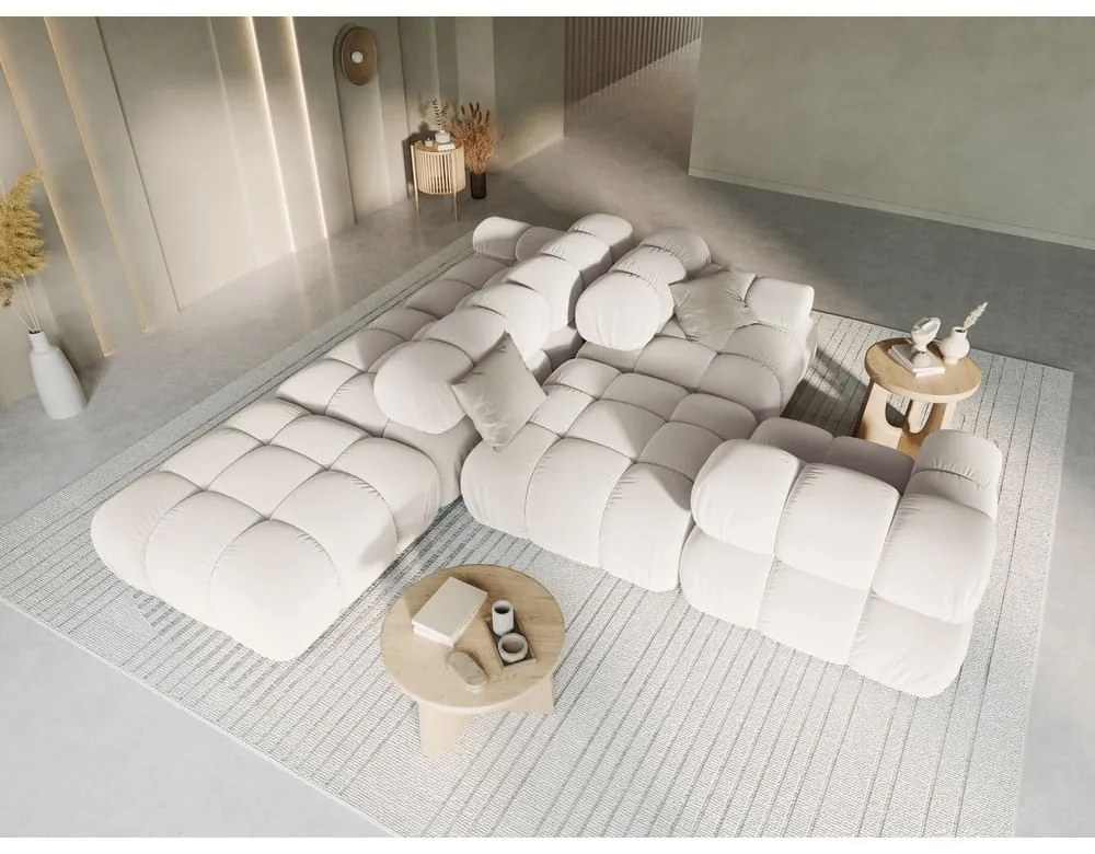 Canapea modulară bej cu tapițerie din catifea 282 cm Bellis – Micadoni