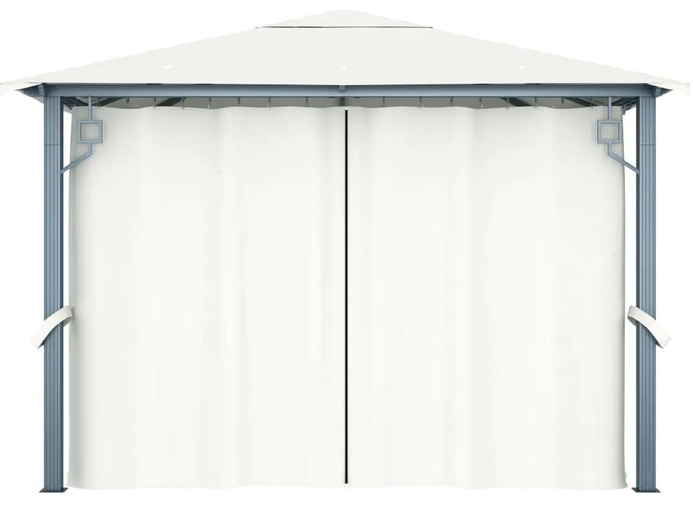 Pavilion cu perdele  siruri lumini LED, crem, 3x3 m, aluminiu Crem, 300 x 300 cm