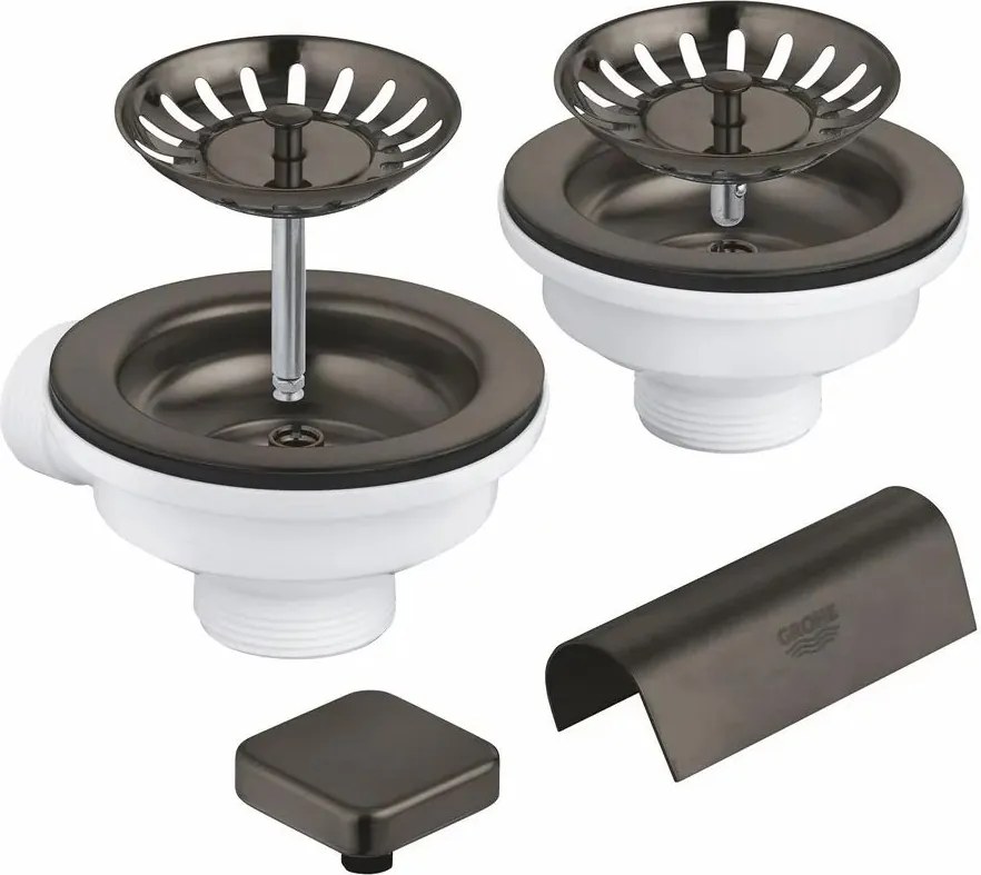 Set de scurgere cu ornament butoane pentru chiuveta dubla Grohe grafit mat 40999AL0