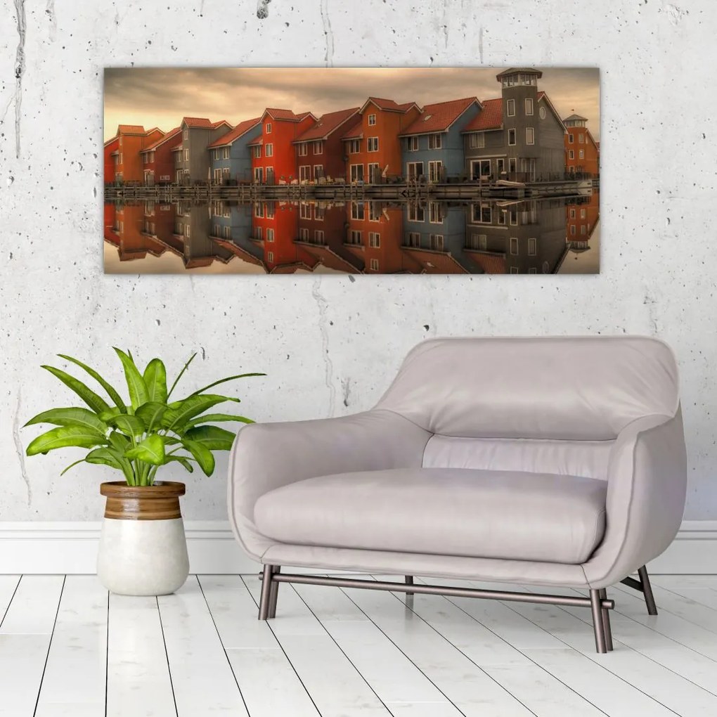Tablou cu căsuțele colorate (120x50 cm)