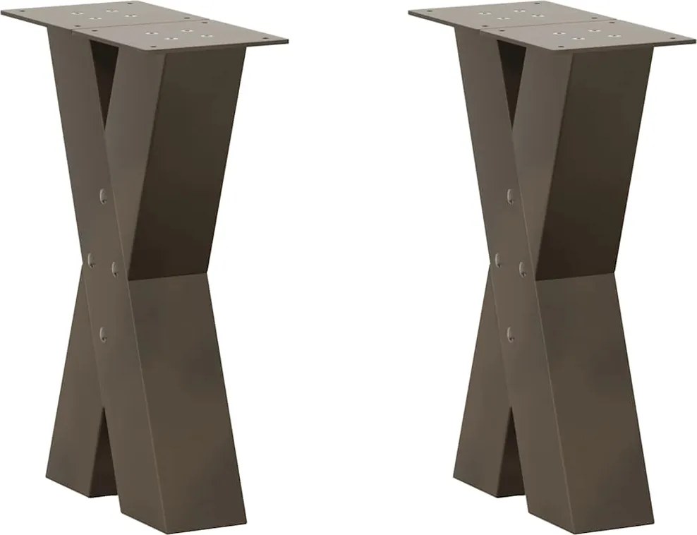 vidaXL Picioare pentru masă de cafea în formă de X, 2 buc., oțel natural, 38x(42-43) cm