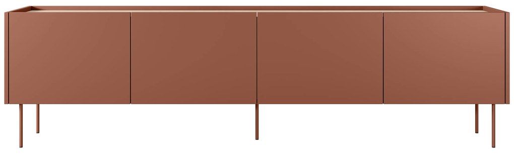 Dulap TV Desin 220 cm cu picioare metalice - ceramica rosu / stejar nagano