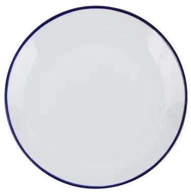 Set de veselă din porțelan, 24 piese, alb/albastru