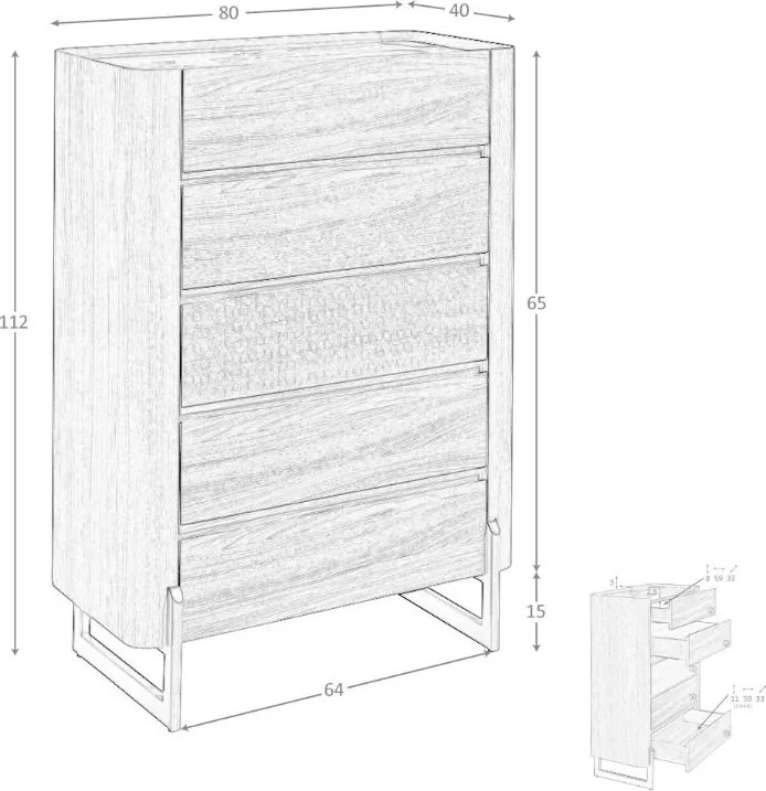 Dulapior 5 sertare deosebit design LUX Walnut-Marble