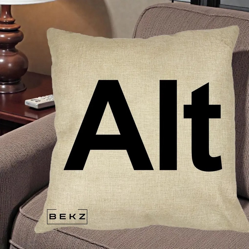 Perna Personalizata Tasta Alt Tipografie Bold, 40x40 cm, Crem, Husa Detasabila, Perna Inclusa, BEKZ®