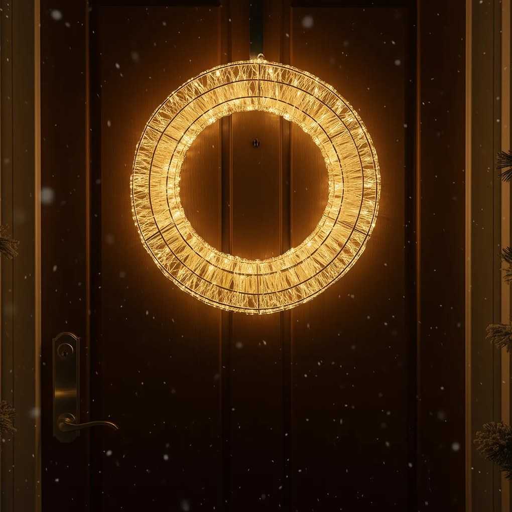 Lumină suspendată de Crăciun Coroniță Argintie 45cm incl. LED IP44 - Nawa