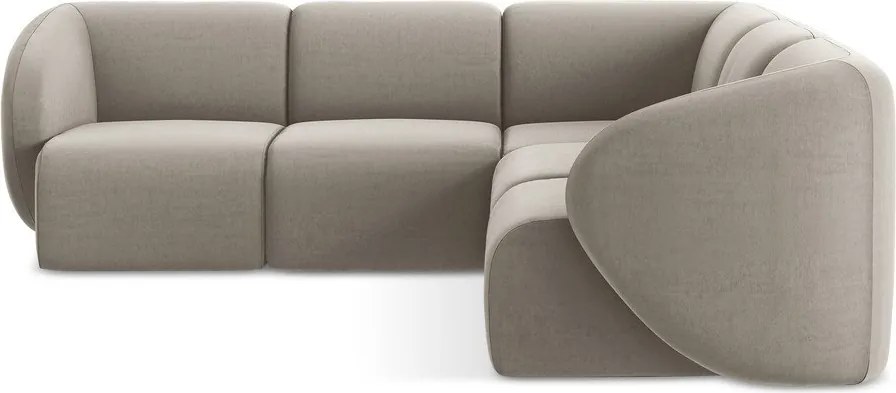 Colțar maro deschis cu tapițerie din catifea Lani – Makamii