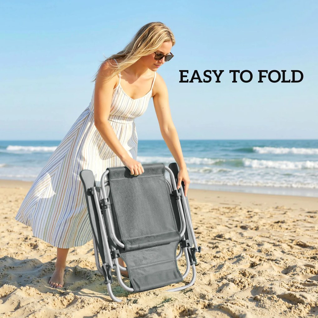 Outsunny Șezlong pliabil pentru grădină cu pernă copertină reglabilă spătar reglabil în 6 poziții 62 x 68 x 79 cm Gri închis | Aosom Romania