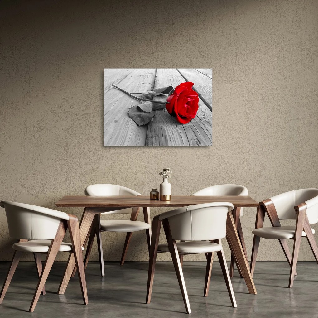 Tablou pe sticlă cu trandafiri roșii (70x50 cm)
