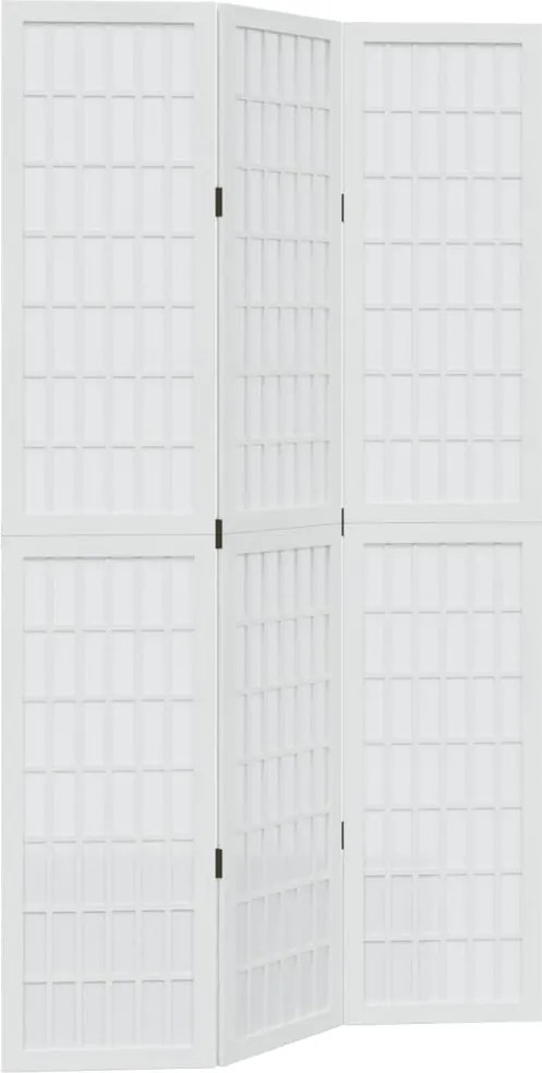 vidaXL Paravan cameră 3 panouri, alb, lemn masiv paulownia