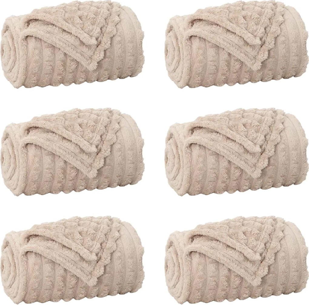 vidaXL Pături de aruncat 6 pcs Bej 150 x 130 cm Molton