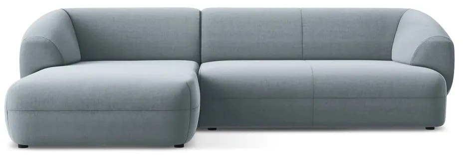 Colțar albastru deschis cu tapițerie din catifea (cu colț pe partea stângă) Moana – Makamii