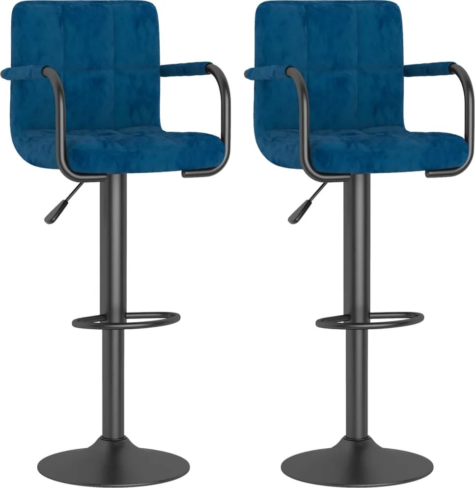 vidaXL Scaune de bar, 2 buc., albastru, catifea