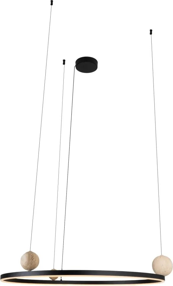 Lustra LED suspendata design modern Solaris negru, natural