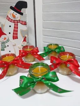 Lumanare din ceara Merry Christmas - verde