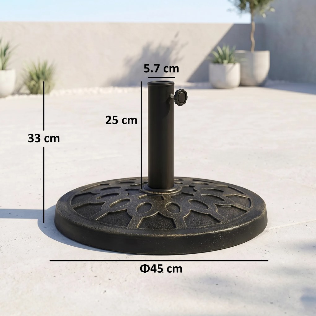 Outsunny Bază Rotundă pentru Umbrelă de Ø38 mm și Ø48 mm cu Mâner, Ø45x33 cm, Bronz | Aosom Romania
