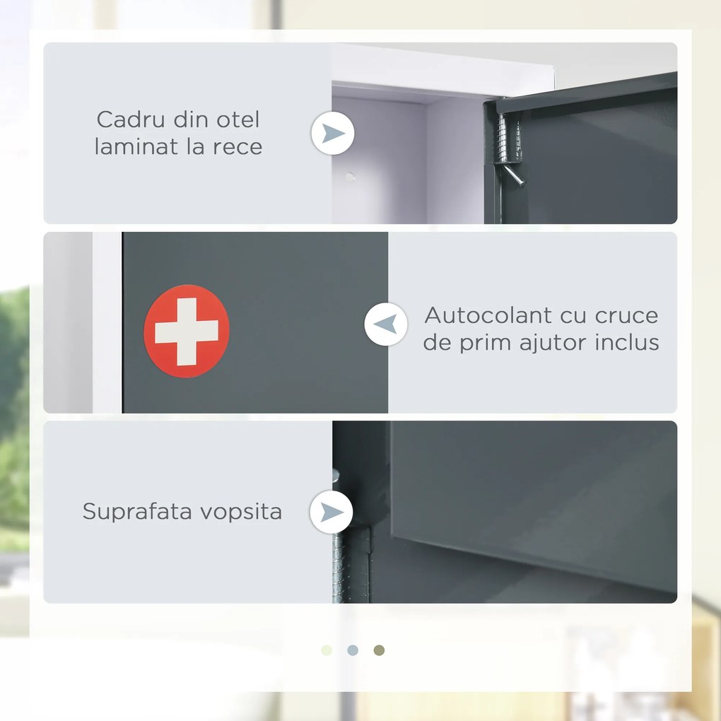 Kleankin Dulap Medicamente pentru Montare pe Perete, cu 3 Nivele, Ideal pentru Baie și Bucătărie, Design Compact și Funcțional | Aosom Romania